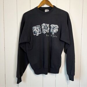 Hanes Comfort Blend Black Las Vegas Crew Neck Sweater. Size Medium.